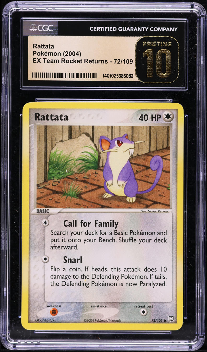 2004 POKEMON EX TEAM ROCKET RETURNS RATTATA #72 CGC 10 PRISTINE ...