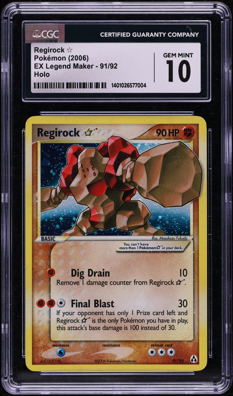 2006 POKEMON EX LEGEND MAKER HOLO REGIROCK GOLD STAR #91 CGC 10 GEM MINT