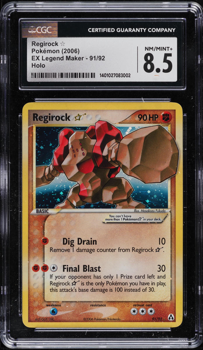 2006 POKEMON EX LEGEND MAKER HOLO REGIROCK GOLD STAR #91 CGC 8.5 NM-MT+