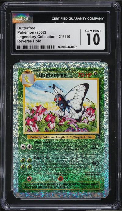 2002 POKEMON LEGENDARY COLLECTION REVERSE HOLO BUTTERFREE #21 CGC 10 GEM MINT