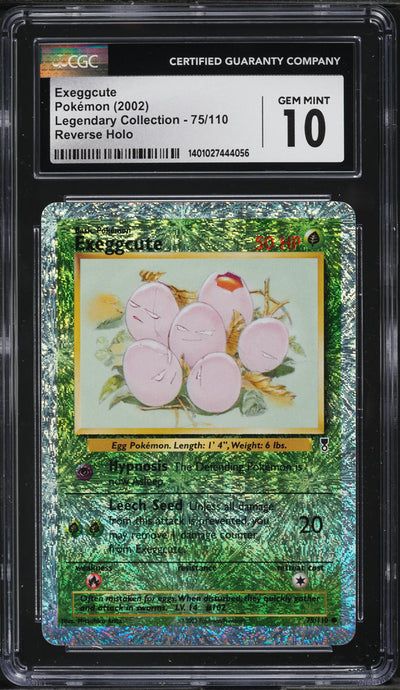 2002 POKEMON LEGENDARY COLLECTION REVERSE HOLO EXEGGCUTE #75 CGC 10 GEM MINT