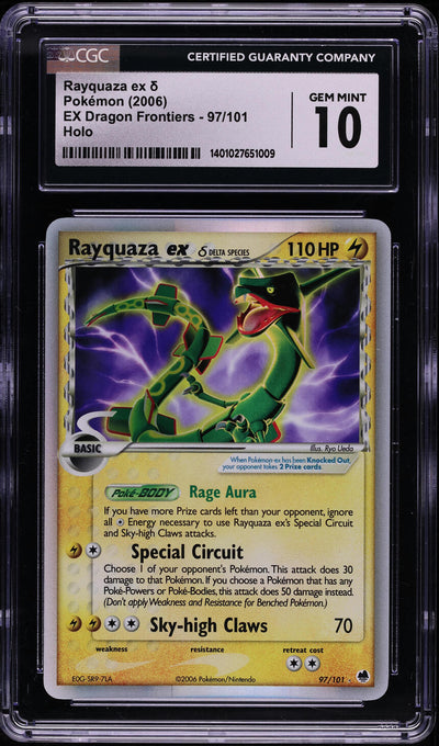 2006 POKEMON EX DRAGON FRONTIERS HOLO RAYQUAZA EX #97 CGC 10 GEM MINT