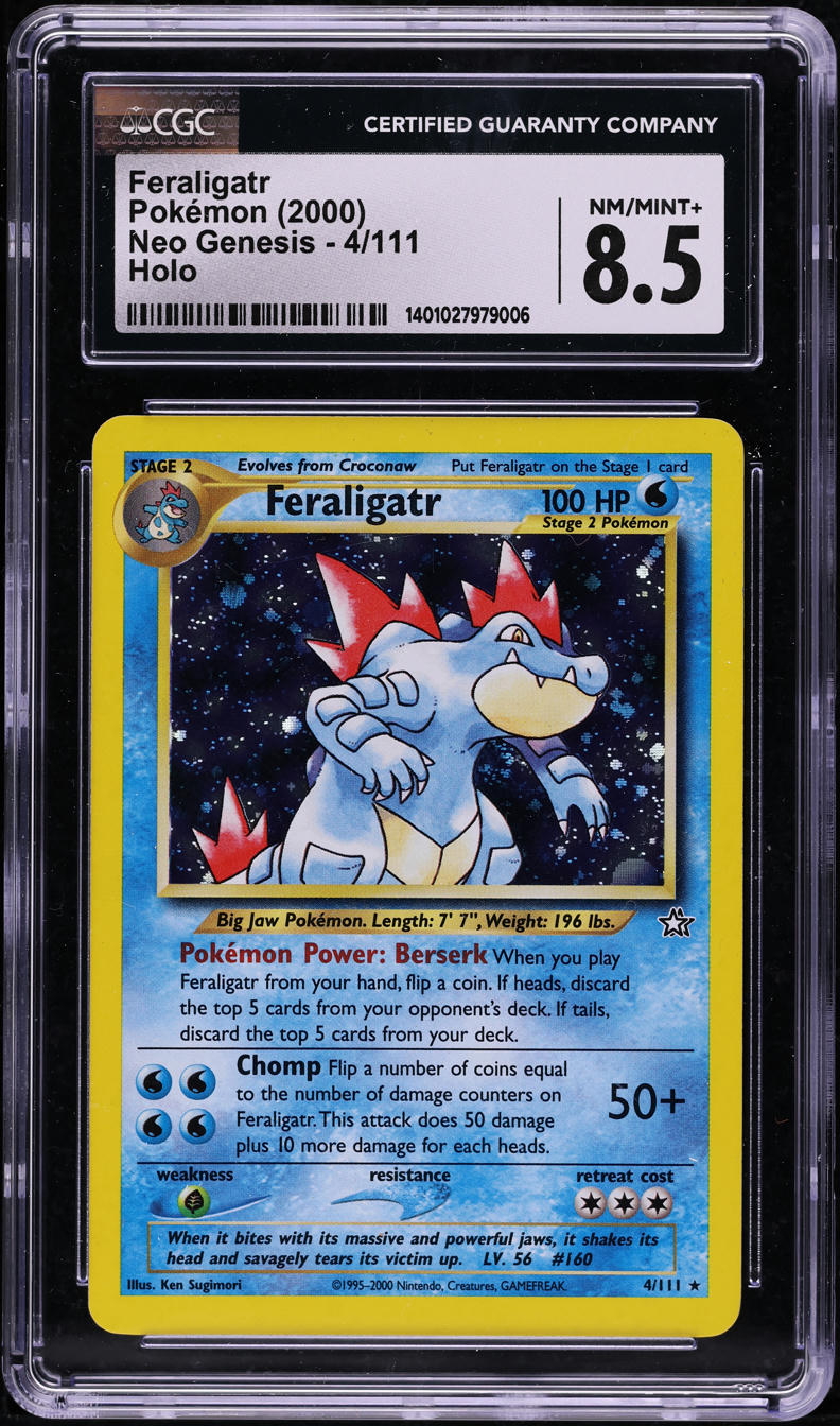 2000 POKEMON NEO GENESIS HOLO FERALIGATR #4 CGC 8.5 NM-MT+