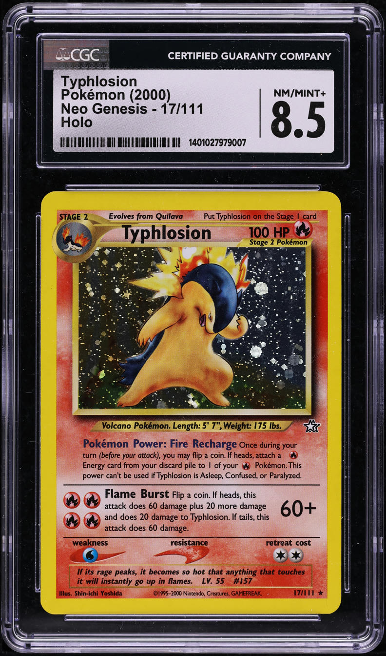 2000 POKEMON NEO GENESIS HOLO TYPHLOSION #17 CGC 8.5 NM-MT+