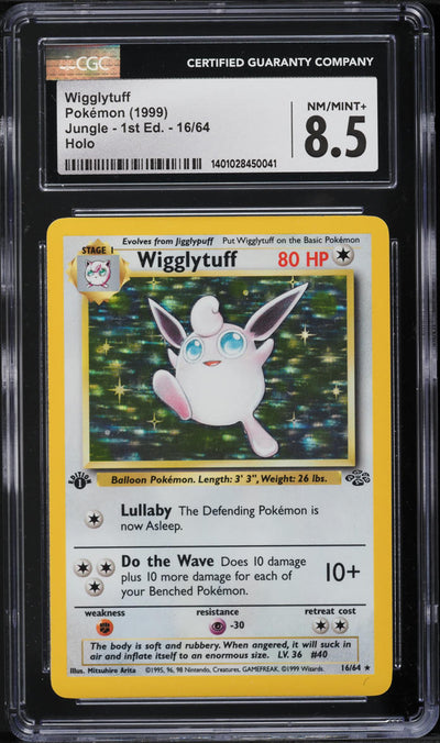 1999 POKEMON JUNGLE 1ST EDITION HOLO WIGGLYTUFF #16 CGC 8.5 NM-MT+