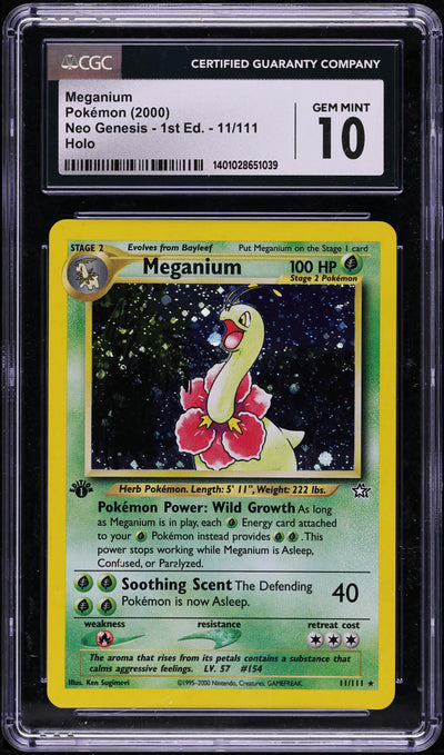 2000 POKEMON NEO GENESIS 1ST EDITION HOLO MEGANIUM #11 CGC 10 GEM MINT