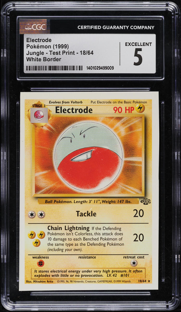 1999 POKEMON JUNGLE TEST PRINT WHITE BORDER ELECTRODE #18 CGC 5