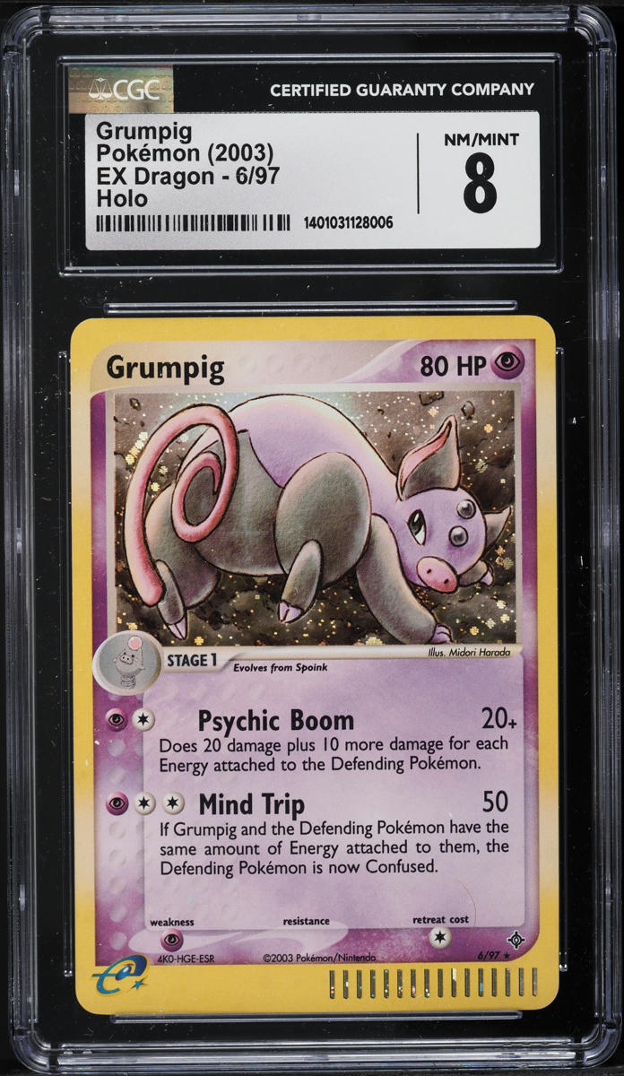 2003 POKEMON EX DRAGON HOLO GRUMPIG #6 CGC 8 NM-MT