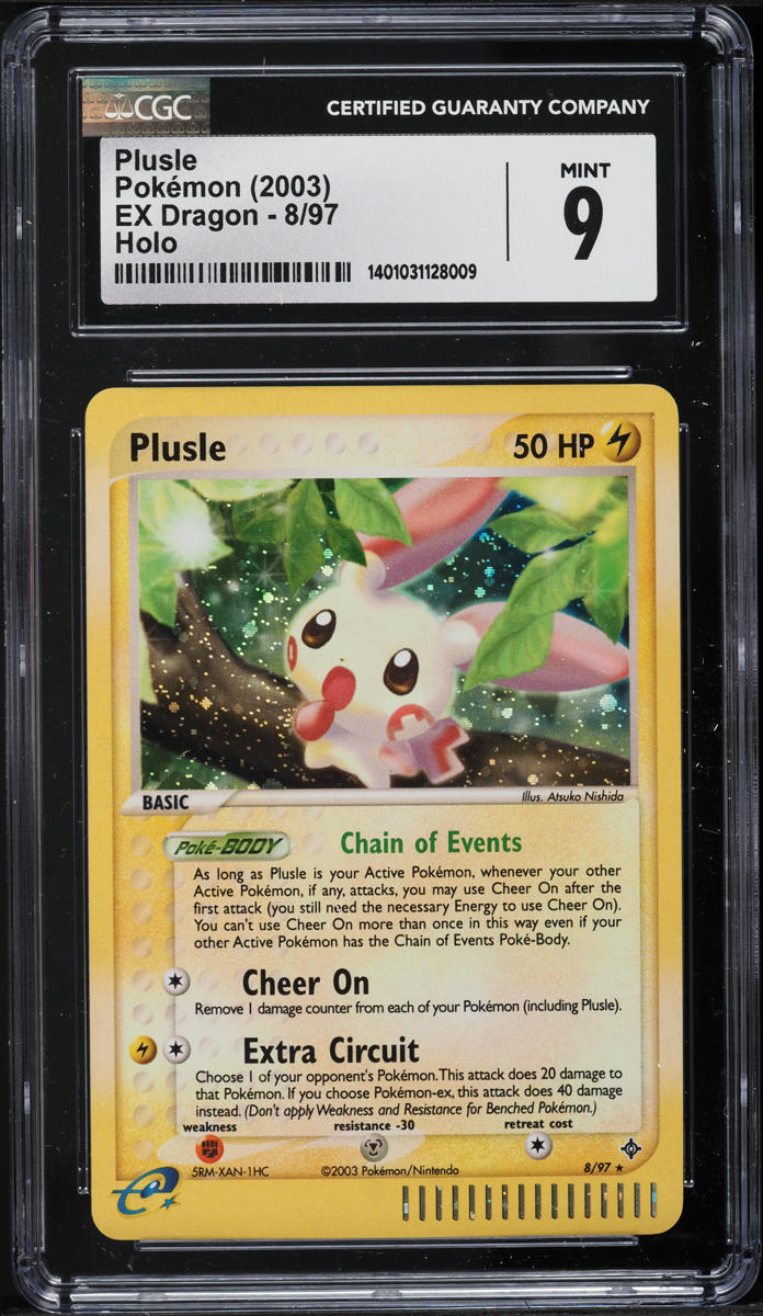 2003 POKEMON EX DRAGON HOLO PLUSLE #8 CGC 9 MINT