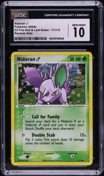 2004 POKEMON EX FIRE RED & LEAF GREEN REVERSE HOLO NIDORAN #71 CGC 10 GEM MINT