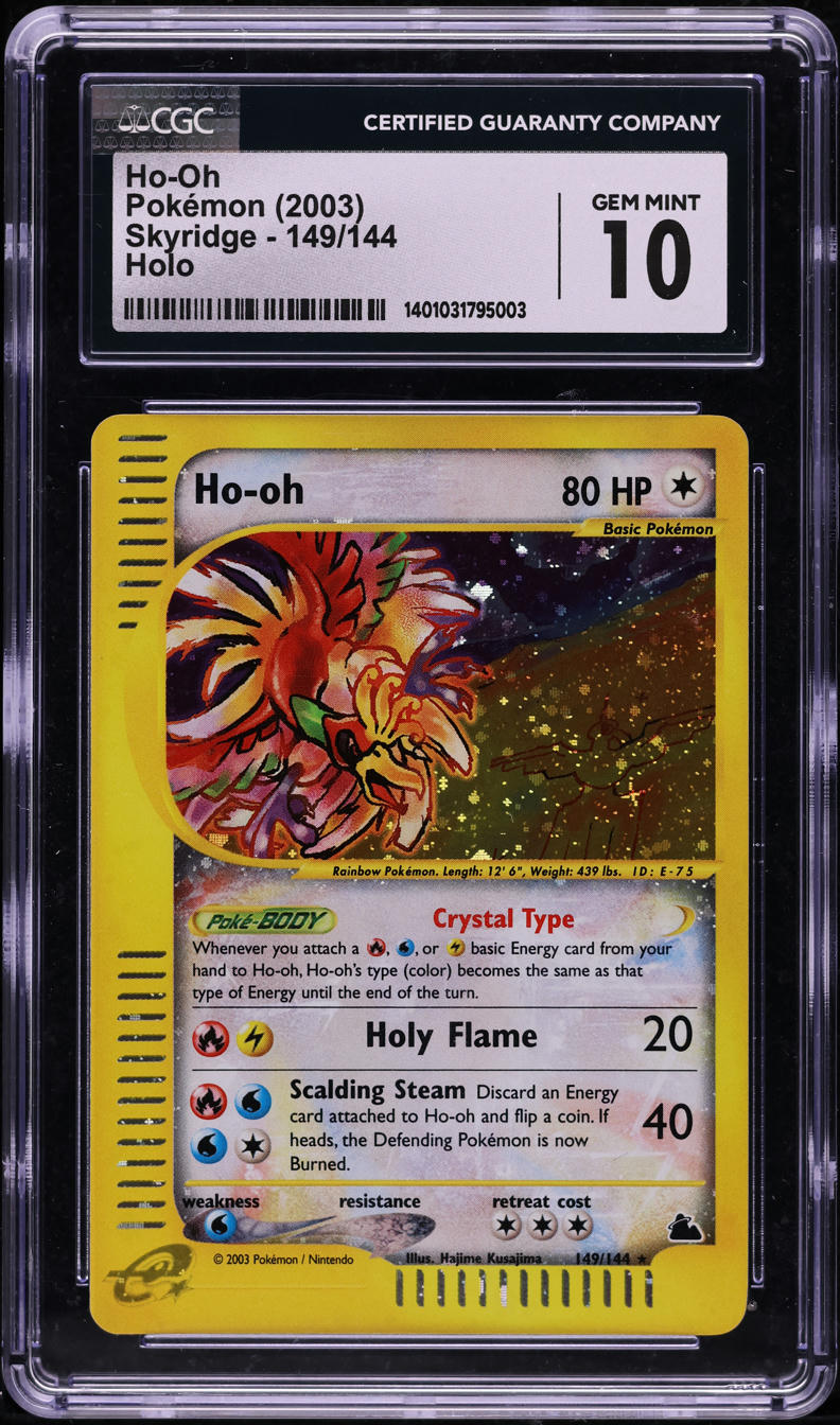 2003 POKEMON SKYRIDGE HOLO CRYSTAL HO-OH #149 CGC 10 GEM MINT