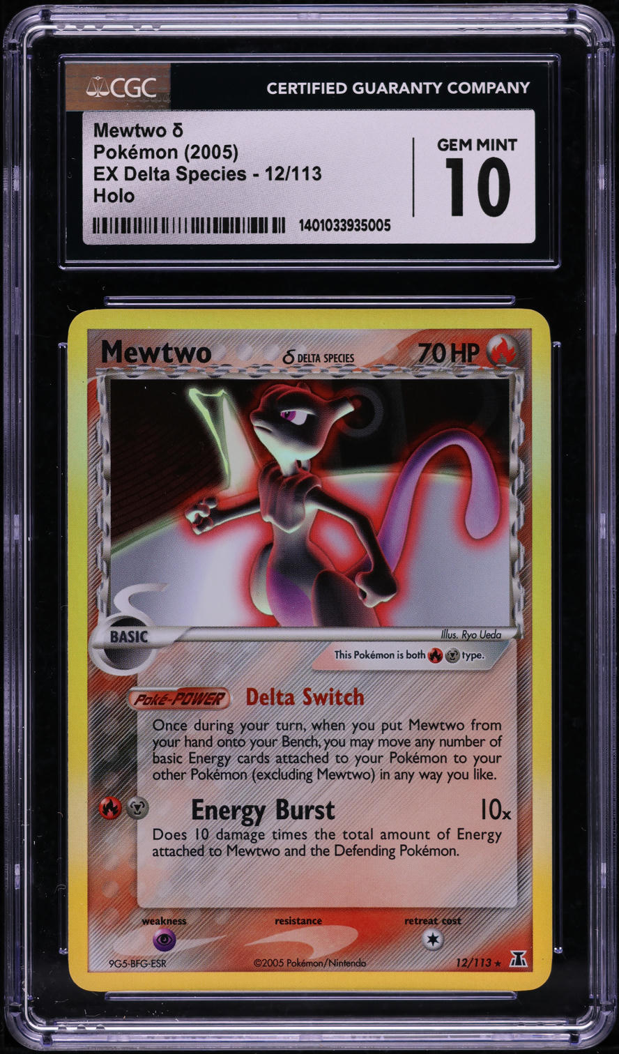 2005 POKEMON EX DELTA SPECIES HOLO MEWTWO #12 CGC 10 GEM MINT