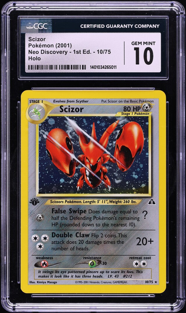 2001 POKEMON NEO DISCOVERY 1ST EDITION HOLO SCIZOR #10 CGC 10 GEM MINT