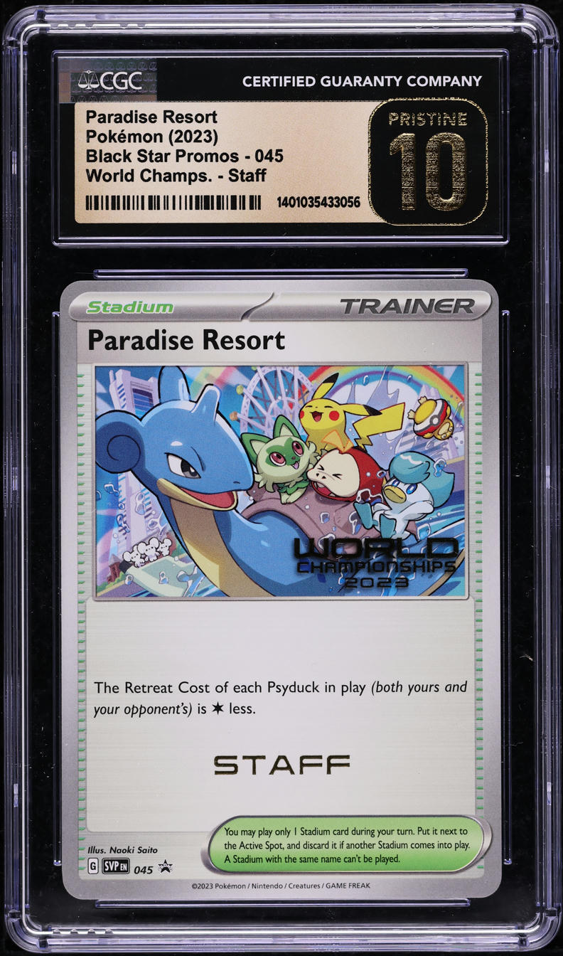 2023 POKEMON SV BLACK STAR PROMO WORLD CHAMPIONSHIPS STAFF PARADISE RESORT #45 CGC 10 PRISTINE