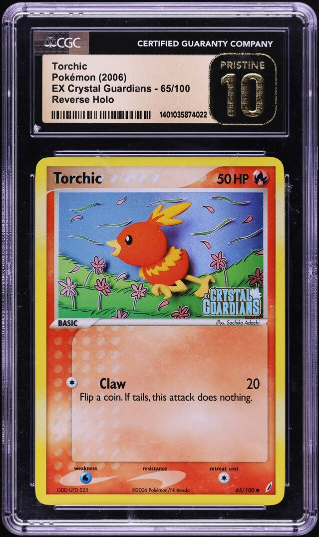 2006 POKEMON EX CRYSTAL GUARDIANS REVERSE HOLO TORCHIC #65 CGC 10 PRISTINE