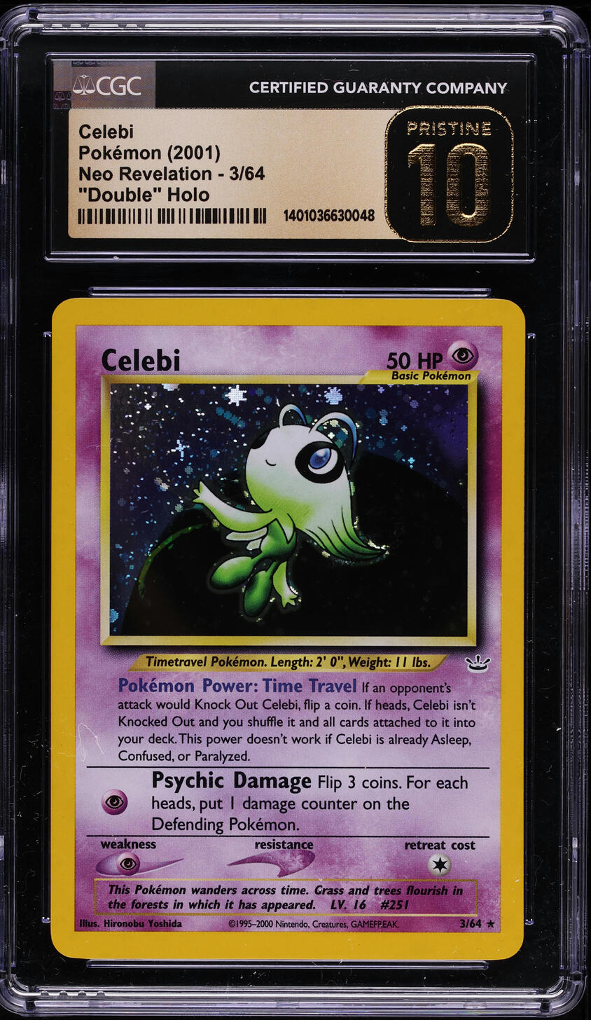 2001 POKEMON NEO REVELATION DOUBLE HOLO CELEBI #3 CGC 10 PRISTINE