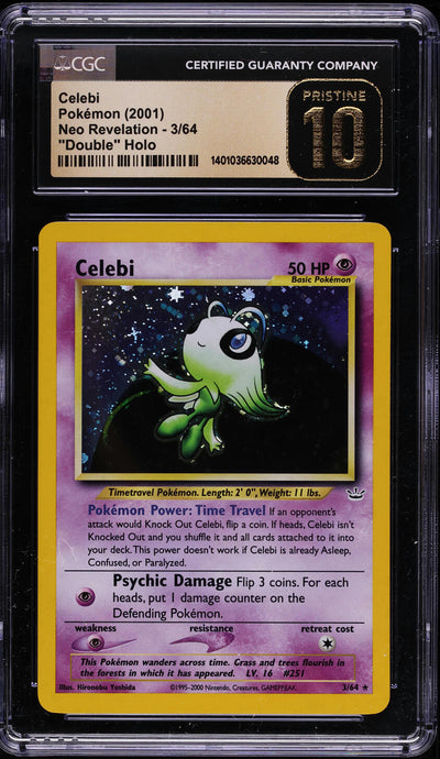 2001 POKEMON NEO REVELATION DOUBLE HOLO CELEBI #3 CGC 10 PRISTINE