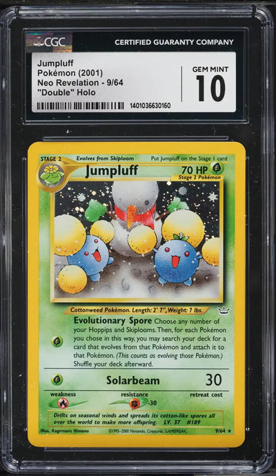 2001 POKEMON NEO REVELATION DOUBLE HOLO JUMPLUFF #9 CGC 10 GEM MINT