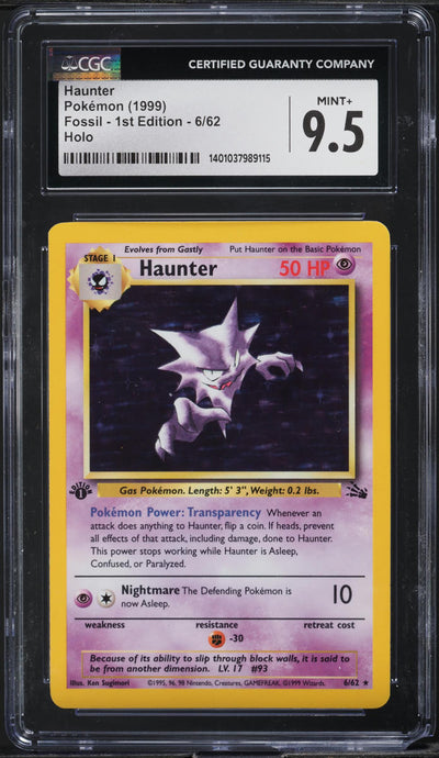 1999 POKEMON FOSSIL 1ST EDITION HOLO HAUNTER #6 CGC 9.5 MINT+