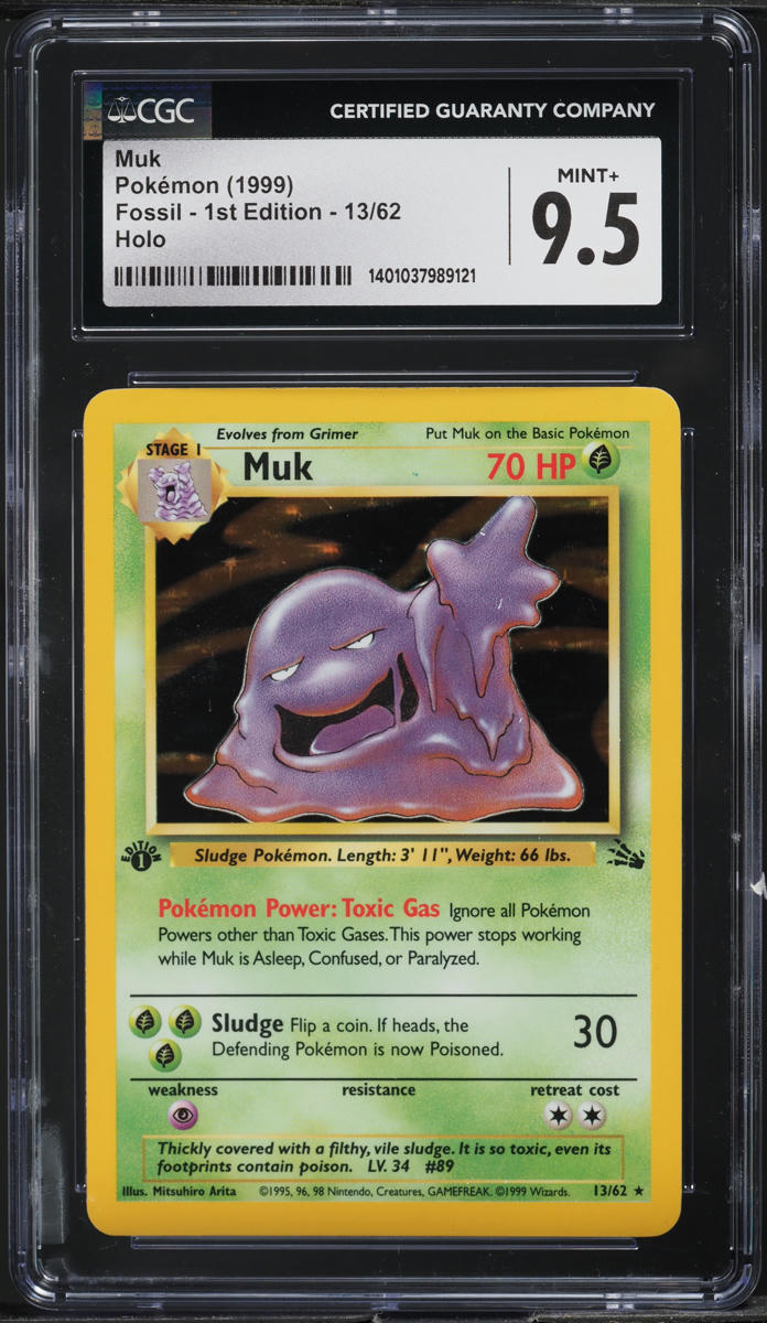 1999 POKEMON FOSSIL 1ST EDITION HOLO MUK #13 CGC 9.5 MINT+