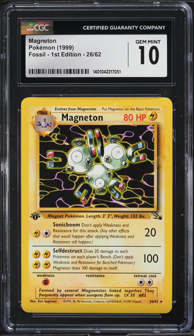 1999 POKEMON FOSSIL 1ST EDITION MAGNETON #26 CGC 10 GEM MINT