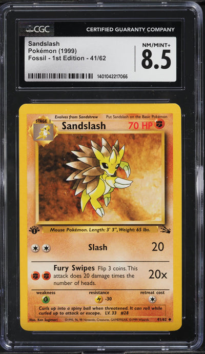 1999 POKEMON FOSSIL 1ST EDITION SANDSLASH #41 CGC 8.5 NM-MT+