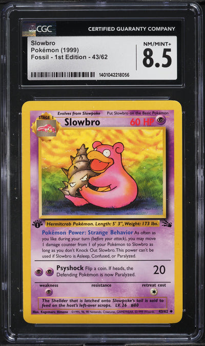 1999 POKEMON FOSSIL 1ST EDITION SLOWBRO #43 CGC 8.5 NM-MT+