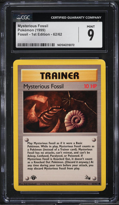 1999 POKEMON FOSSIL 1ST EDITION MYSTERIOUS FOSSIL #62 CGC 9 MINT