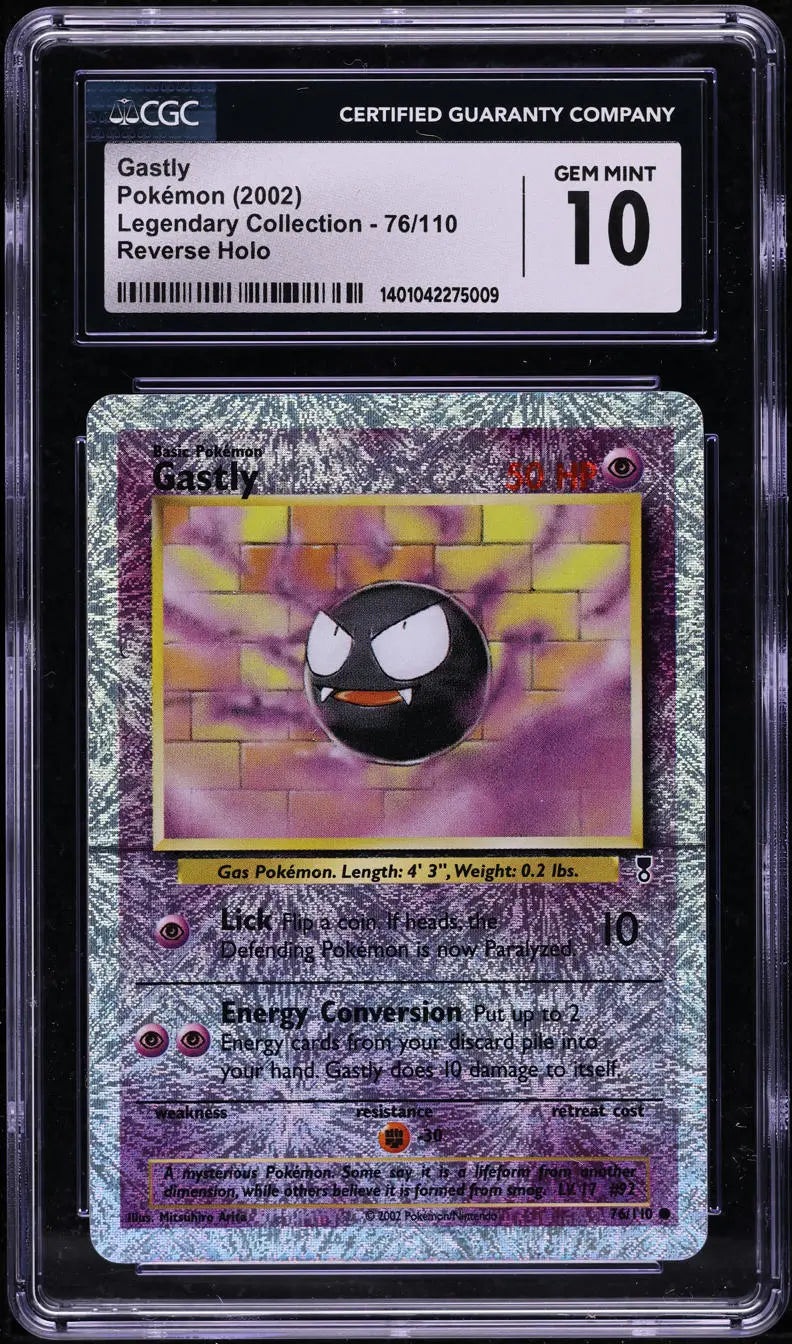 2002 POKEMON LEGENDARY COLLECTION REVERSE HOLO GASTLY #76 CGC 10 GEM MINT