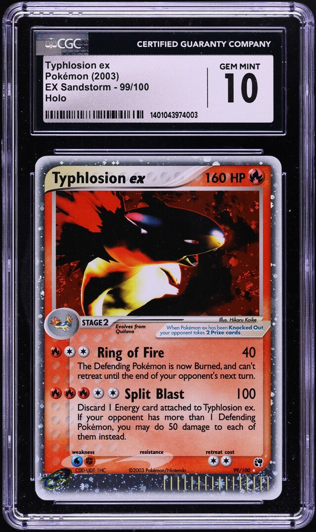 2003 POKEMON EX SANDSTORM HOLO TYPHLOSION EX #99 CGC 10 GEM MINT