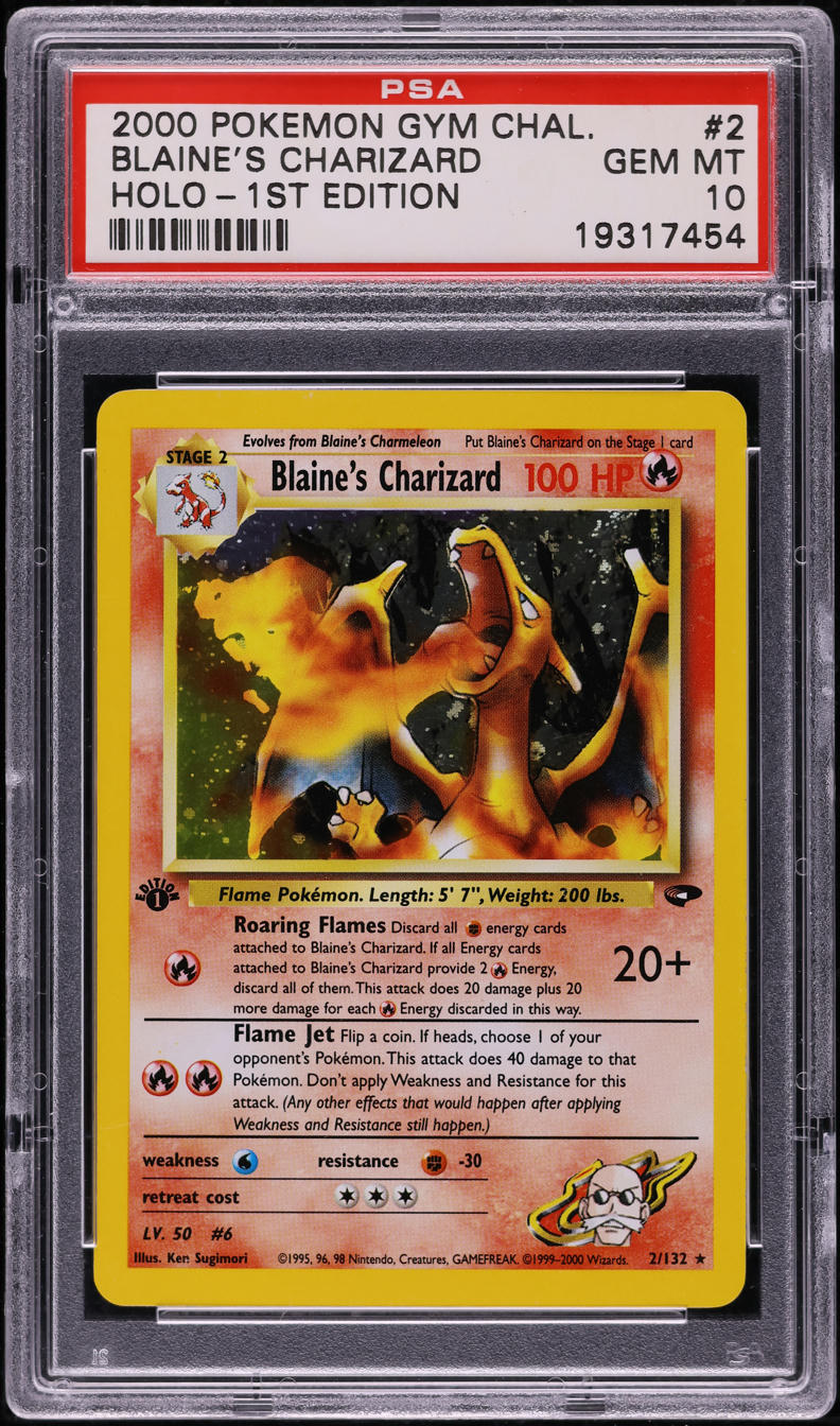 2000 POKEMON GYM CHALLENGE 1ST EDITION HOLO BLAINE'S CHARIZARD #2 PSA 10 GEM MINT