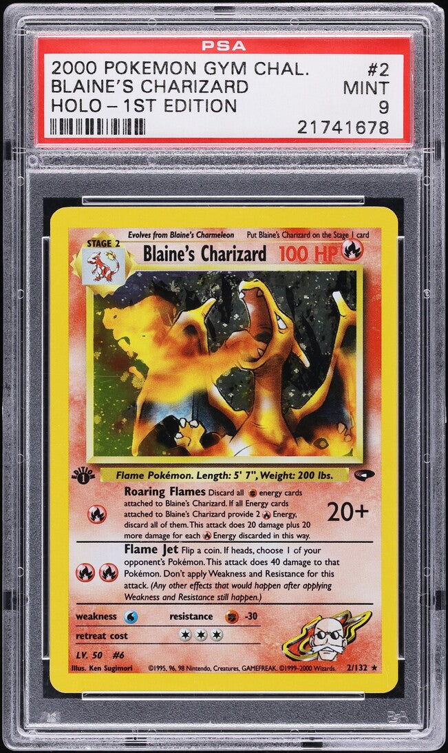 2000 POKEMON GYM CHALLENGE 1ST EDITION HOLO BLAINE'S CHARIZARD #2 PSA 9 MINT