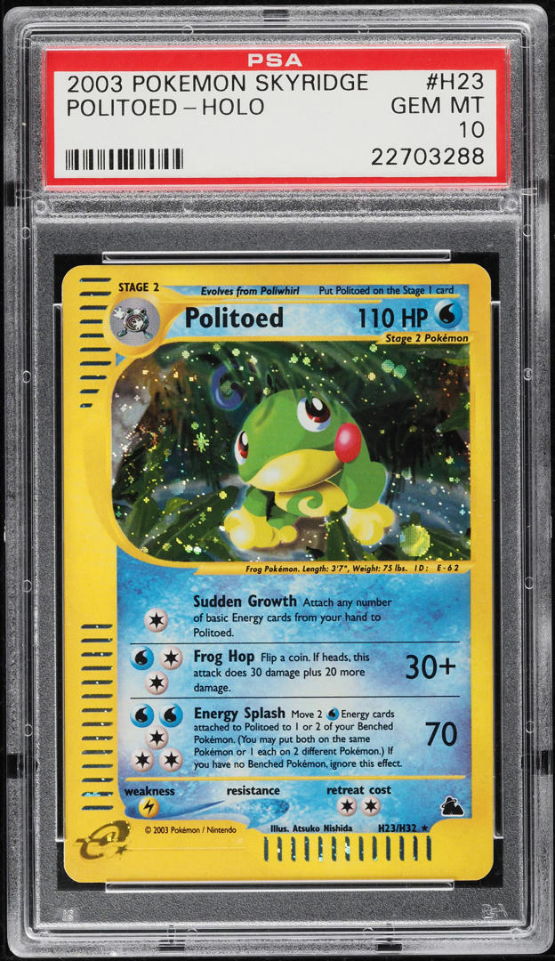 2003 POKEMON SKYRIDGE HOLO POLITOED #H23 PSA 10 GEM MINT