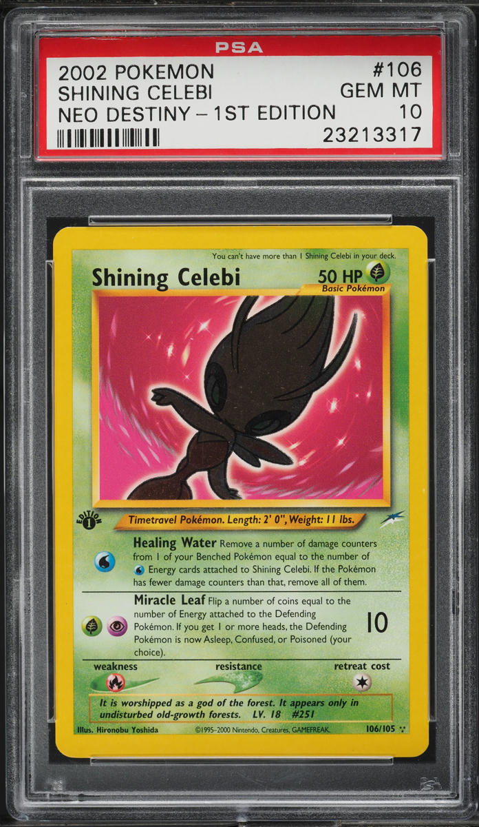2002 POKEMON NEO DESTINY 1ST EDITION SHINING CELEBI #106 PSA 10 GEM MINT