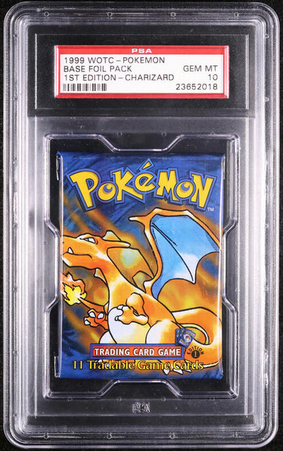 1999 POKEMON BASE SET SHADOWLESS 1ST EDITION CHARIZARD BOOSTER PACK PSA 10