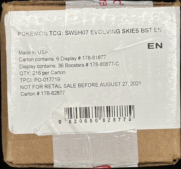 2021 POKEMON SWSH EVOLVING SKIES 6 BOOSTER BOX CASE SEALED