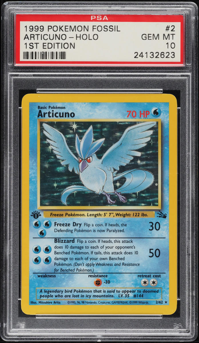 1999 POKEMON FOSSIL 1ST EDITION HOLO ARTICUNO #2 PSA 10 GEM MINT