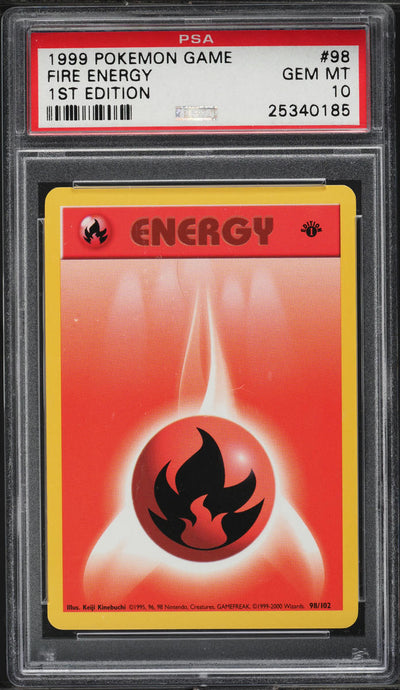 1999 POKEMON BASE SET 1ST EDITION FIRE ENERGY #98 PSA 10 GEM MINT