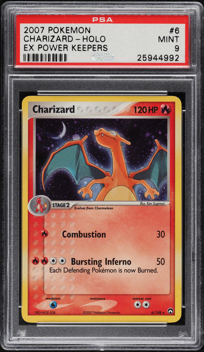 2007 POKEMON EX POWER KEEPERS HOLO CHARIZARD #6 PSA 9 MINT