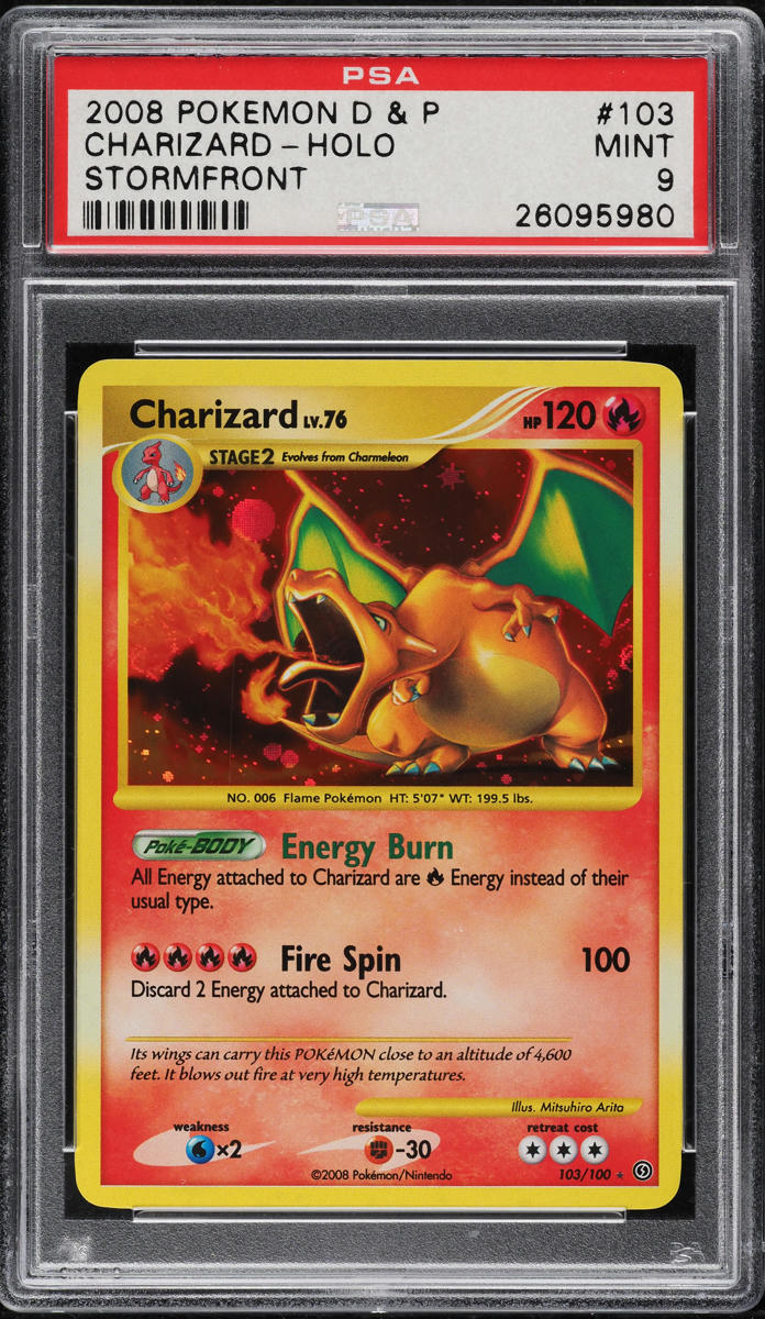 2008 POKEMON DIAMOND & PEARL STORMFRONT HOLO CHARIZARD #103 PSA 9 MINT