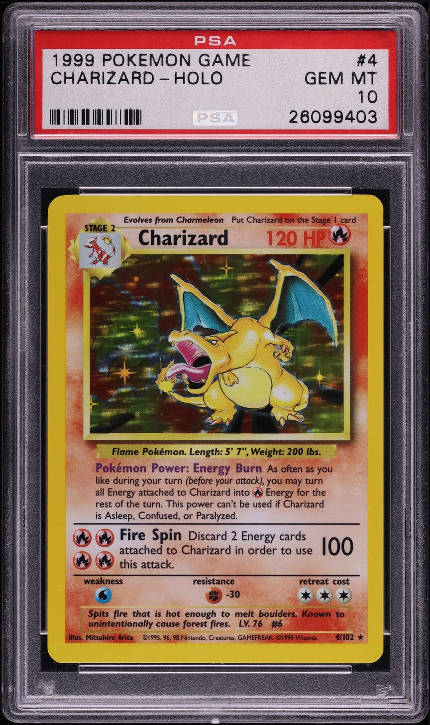 1999 POKEMON BASE SET HOLO CHARIZARD #4 PSA 10 GEM MINT – lowpopping