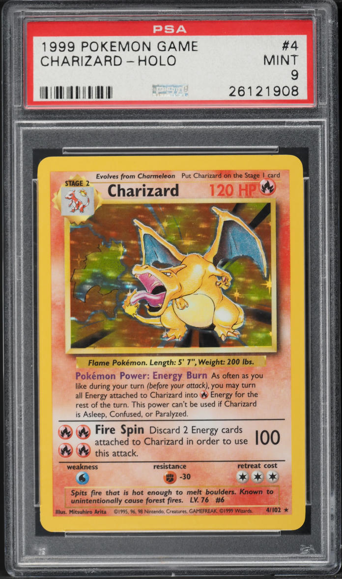 1999 POKEMON BASE SET HOLO CHARIZARD #4 PSA 9 MINT