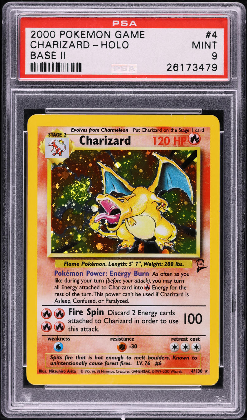 2000 POKEMON BASE SET 2 HOLO CHARIZARD #4 PSA 9 MINT