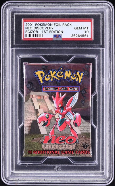 2001 POKEMON NEO DISCOVERY 1ST EDITION SCIZOR BOOSTER PACK PSA 10