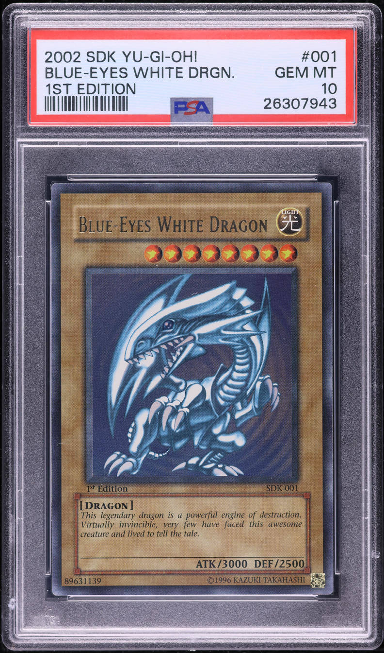 2002 YU-GI-OH! YUGIOH! STARTER DECK KAIBA 1ST EDITION BLUE-EYES WHITE DRAGON #SDK-001 PSA 10