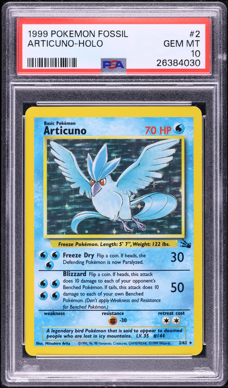 1999 POKEMON FOSSIL HOLO ARTICUNO #2 PSA 10 GEM MINT