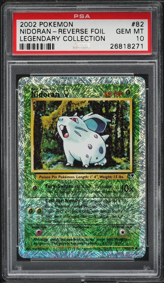 2002 POKEMON LEGENDARY COLLECTION REVERSE HOLO NIDORAN #82 PSA 10 GEM MINT