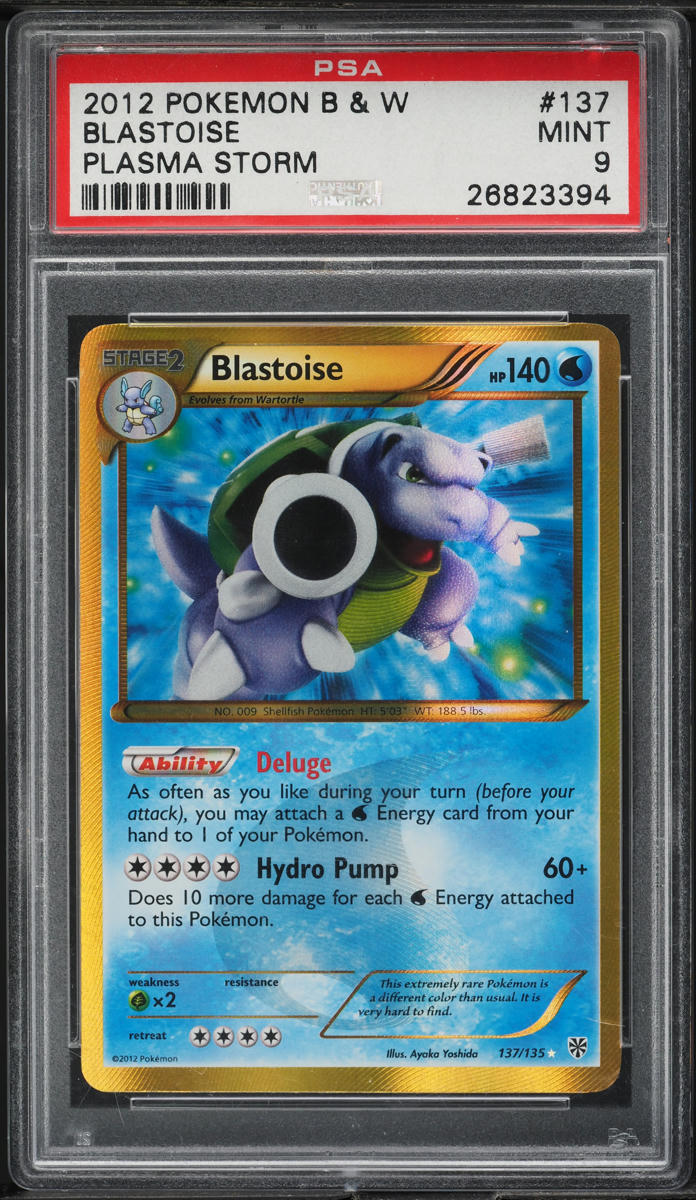 2013 POKEMON BLACK & WHITE PLASMA STORM SECRET RARE BLASTOISE #137 PSA 9 MINT