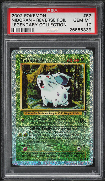 2002 POKEMON LEGENDARY COLLECTION REVERSE HOLO NIDORAN #82 PSA 10 GEM MINT