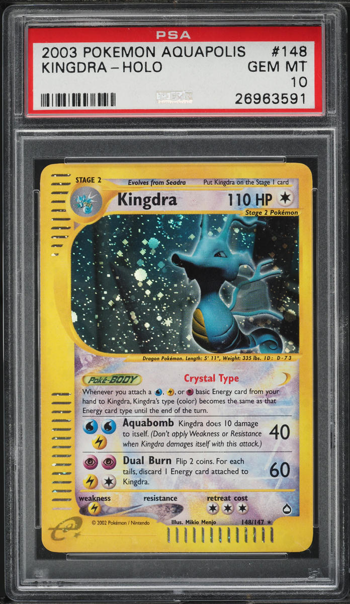 2003 POKEMON AQUAPOLIS HOLO CRYSTAL KINGDRA #148 PSA 10 GEM MINT